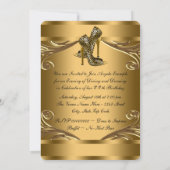 黒エレガントと金ゴールドヒョウの靴の誕生日パーティー 招待状 (裏面)