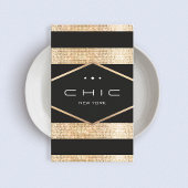 黒エレガントと金ゴールドフェイクのシークインストライプの 名刺