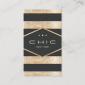 黒エレガントと金ゴールドフェイクのシークインストライプの 名刺 (正面)