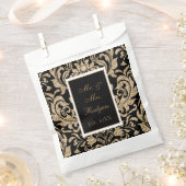 黒エレガントと金ゴールドフェイクの結婚グリッター フェイバーバッグ (クリップ留めされた状態)