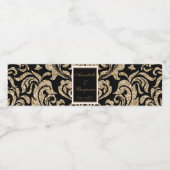 黒エレガントと金ゴールドフェイクの結婚グリッター ペットボトルラベル (シングルラベル)