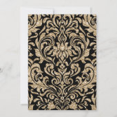 黒エレガントと金ゴールドフェイクの結婚グリッター 招待状 (裏面)