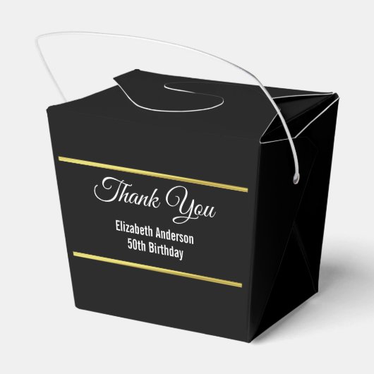 黒エレガントと金ゴールドフェイク誕生日ありがとう フェイバーボックス (裏面サイド)