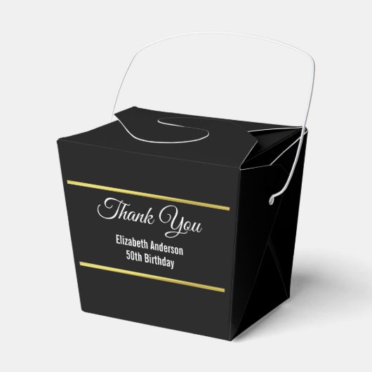 黒エレガントと金ゴールドフェイク誕生日ありがとう フェイバーボックス (正面サイド)