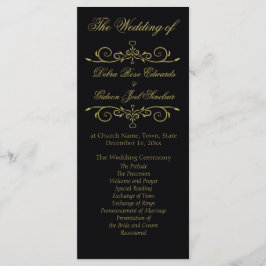 黒エレガントと金ゴールドフローリッシュ結婚式 プログラム