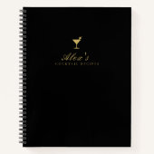 黒エレガントと金ゴールドブラックのカクテルレシピ本 ノートブック (正面)