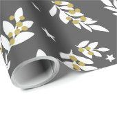 黒エレガントと金ゴールドホリー ラッピングペーパー (ロールコーナー)