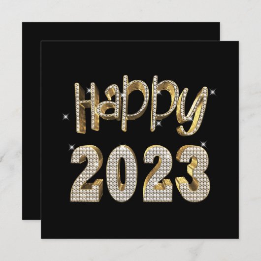 黒エレガントと金ゴールドホワイトダイヤモンドハッピー2023 シーズンカード (正面/裏面)