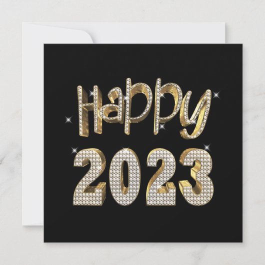 黒エレガントと金ゴールドホワイトダイヤモンドハッピー2023 シーズンカード (正面)