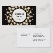 黒エレガントと金ゴールドマンダラ美しいサロン 名刺 (正面/裏面)