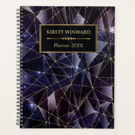 黒エレガントと金ゴールドミッドナイトクリスタル銀河系 プランナー手帳