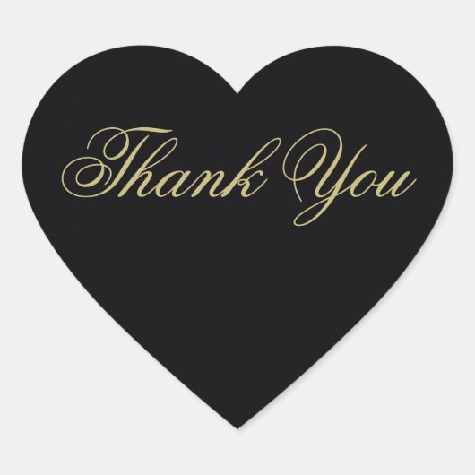 黒エレガントと金ゴールドモノグラムありがとう ハートシール (正面)