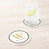 黒エレガントと金ゴールドモノグラムのイニシャル名 コースター (側面)