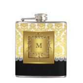 黒エレガントと金ゴールドモノグラム フラスク (正面)