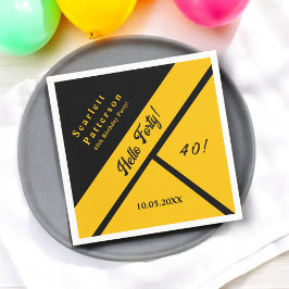 黒エレガントと金ゴールドラグジュアリーシック40th誕生日 スタンダードカクテルナプキン