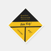 黒エレガントと金ゴールドラグジュアリーシック40th誕生日 スタンダードカクテルナプキン (角)