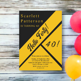 黒エレガントと金ゴールドラグジュアリーシック40th誕生日 招待状