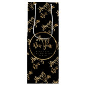 黒エレガントと金ゴールドルックスクリプト新年おめでとう ワインギフトバッグ (正面)