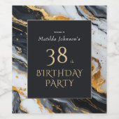 黒エレガントと金ゴールド任意の年齢の誕生日パーティー ワインラベル (シングルラベル)