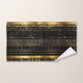 黒エレガントと金ゴールド垂直ストライプの バスタオルセット (ハンドタオル)