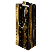 黒エレガントと金ゴールド垂直ストライプの ワインギフトバッグ (裏面アングル)