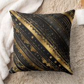 黒エレガントと金ゴールド対角ストライプの クッション (ブランケット)