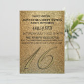 黒エレガントと金ゴールド招待状甘い16誕生 招待状 (スタンド正面)