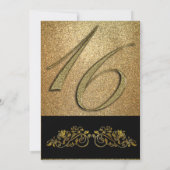 黒エレガントと金ゴールド招待状甘い16誕生 招待状 (裏面)