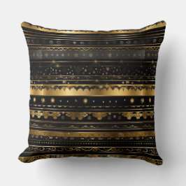 黒エレガントと金ゴールド水平ストライプの クッション