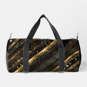 黒エレガントと金ゴールド水平ストライプの ダッフルバッグ (裏面)