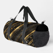 黒エレガントと金ゴールド水平ストライプの ダッフルバッグ (右コーナー)