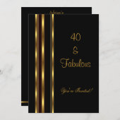 黒エレガントと金ゴールド素晴らしい40歳の誕生日 招待状 (正面/裏面)