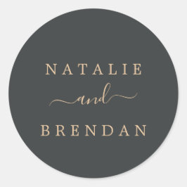 黒エレガントと金ゴールド結婚の封筒用シール ラウンドシール