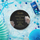 黒エレガントと金ゴールド結婚の紙プレート ペーパープレート (パーティー)