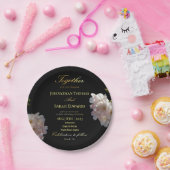 黒エレガントと金ゴールド結婚の紙プレート ペーパープレート (パーティー)