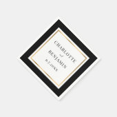 黒エレガントと金ゴールド結婚の スタンダードカクテルナプキン (角)