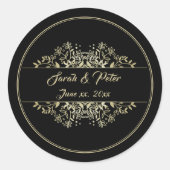 黒エレガントと金ゴールド結婚の ラウンドシール (正面)