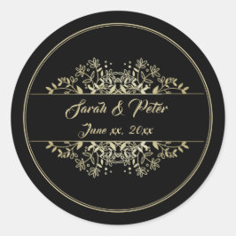 黒エレガントと金ゴールド結婚の ラウンドシール