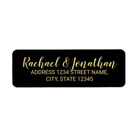 黒エレガントと金ゴールド結婚の ラベル (正面)