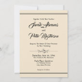 黒エレガントと金ゴールド結婚の 招待状 (裏面)