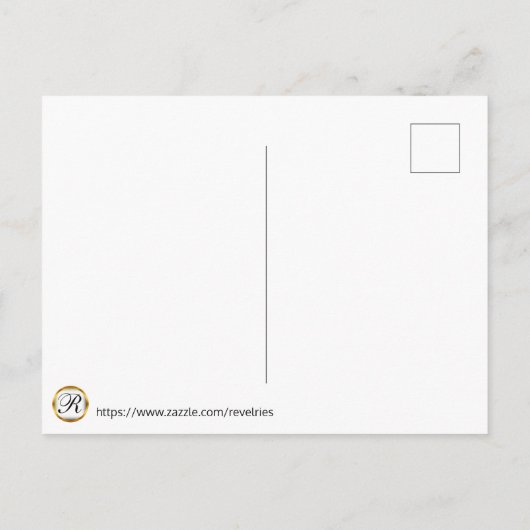 黒エレガントと金ゴールド結婚の 案内ポストカード (裏面)