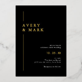黒エレガントと金ゴールド結婚の 箔招待状