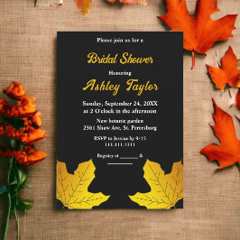 黒エレガントと金ゴールド離れの秋ブライダルシャワー 招待状