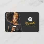 黒エレガントと金ゴールド黒女性ボスブランディング 名刺 (正面)