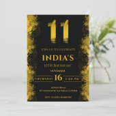 黒エレガントと金ゴールド11th誕生日パーティー 招待状 (スタンド正面)