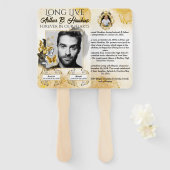 黒エレガントと金ゴールド2枚の写真葬儀/メモリアル ハンドファン (正面&裏面)