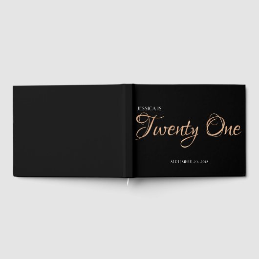 黒エレガントと金ゴールド21歳の誕生日 ゲストブック (全面)