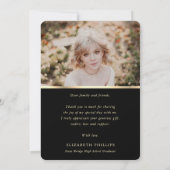 黒エレガントと金ゴールド4写真の卒業 サンキューカード (裏面)