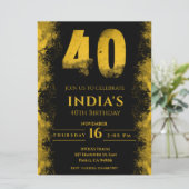 黒エレガントと金ゴールド40歳の誕生日パーティー 招待状 (スタンド正面)