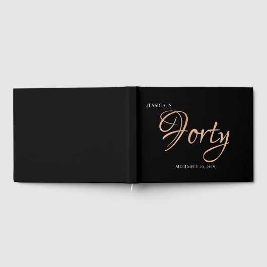 黒エレガントと金ゴールド40歳の誕生日 ゲストブック (全面)